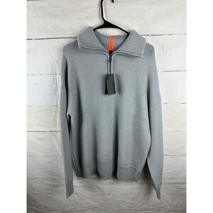 G/Fore Golf Funnel Neck 1/4 Zip Merino Wool Sweater Mens Sz Large Grey MSRP $42